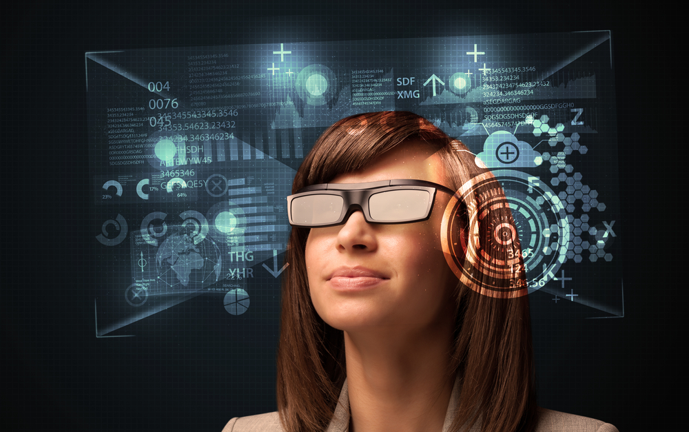 Young-woman-looking-with-futuristic-smart-high-tech-glasses-concept