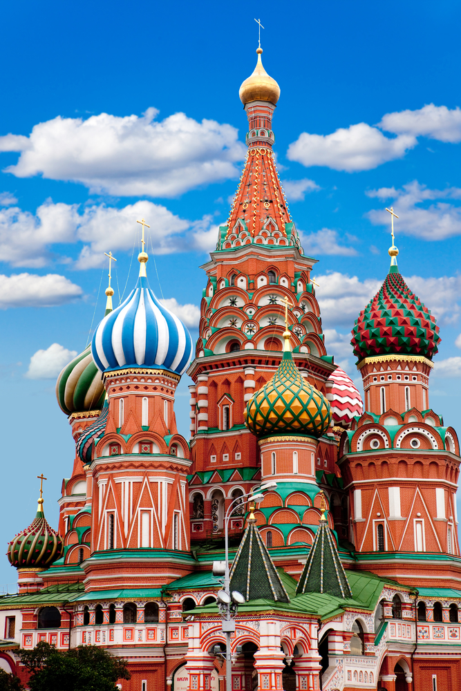 Bright-picture-of-the-Kremlins-church-in-Moscow-in-a-summery-day----Saints-Basil-Cathedral